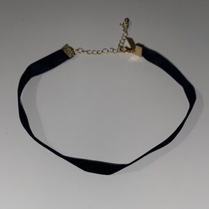 INC Black Ribbon Velvet Goth Y2K Reversible Choker Necklace W Gold Tone Clasp